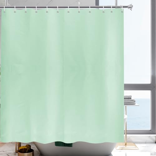 YISURE Duschvorhang mit Gewicht 200x220 Grün Textil, Polyester Stoff Duschvorhang badewanne mit Magnetische Gewichte wasserabweisend maschinenwaschbar, Breite 200 x Extra Höhe 220cm von YISURE