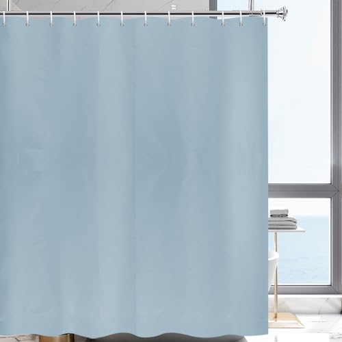 YISURE Duschvorhang 200x240 Grau-blau, Textil-Polyester-Gewebe Duschvorhang Nebel-Blau wasserabweisend maschinenwaschbar für badewanne, Breite 200 x Höhe 240cm von YISURE