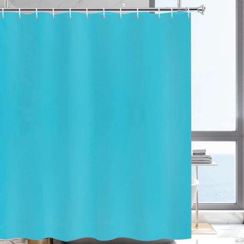 YISURE Duschvorhang Aquamarin-Blau 200x240 extra Höhe, Polyester Stoff Duschvorhang mit Duschvorhang Gewichte wasserabweisend waschbar, Breite 200 x Höhe 240cm von YISURE