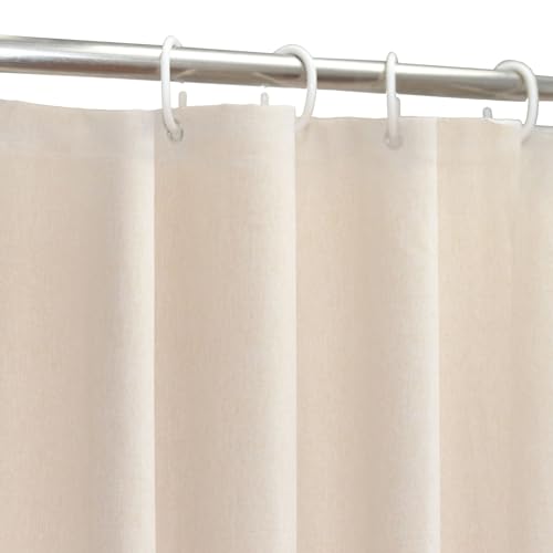 YISURE Duschvorhang Leinenoptik Beige, Badevorhang Textil Stoff Schwerlastbereich wasserdicht, Breite 200 x Höhe 220cm von YISURE