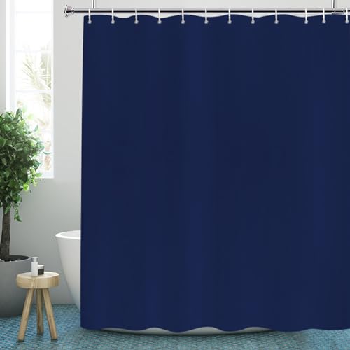 YISURE Duschvorhang Marine Blau 200x240 extra Höhe, Duschvorhang Textil Polyester Stoff Dunkel Blau Schimmelbeständige Maschine waschbar mit Duschvorhanggewichte, Breite 200 x Höhe 240cm von YISURE