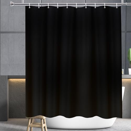 YISURE Duschvorhang Schwarz Stoff waschbar, Duschvorhänge badewanne Textil maschinenwaschbar mit Metallösen, Breite 180 x Höhe 220cm von YISURE