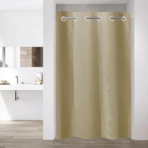 YISURE Duschvorhang Taupe Schmal, Leinenoptik schwer Badevorhang Textil Stoff Wasserabweisend Maschinenwaschbar, Breite 120 x Höhe 200cm von YISURE