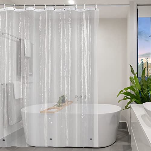 YISURE Duschvorhang Transparent 220 lang, Durchsichtiger Duschvorhang Klar Wasserdicht Waschbar mit Magnetischem Saum, Breite 180 x Höhe 220cm von YISURE