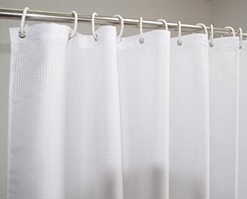 YISURE Duschvorhang Waffeloptik Waschbar Weiß, Duschvorhang Textil Polyester Stoff Maschine waschbar mit Metallösen, Breite 180 x Höhe 180cm von YISURE