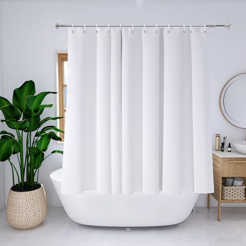 YISURE Duschvorhang Weiß Kurz 180x150, Badvorhang Polyester Textil für Zuhause, Wasserabweisend Duschvorhänge mit Magnet, Breite 180 x Höhe 150cm von YISURE