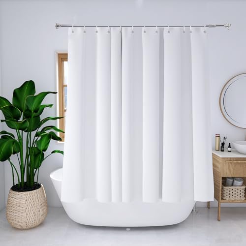 YISURE Duschvorhang Weiß Kurz 180x170, Badvorhang Polyester Textil für Zuhause, Wasserabweisend Duschvorhänge mit Magnet, Breite 180 x Höhe 170cm von YISURE