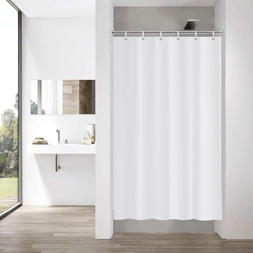 YISURE Duschvorhang Weiß Schmal Textil 90x180, Kleiner Badevorhang Wasserabweisend mit Metallösen, Breite 90 x Höhe 180cm von YISURE