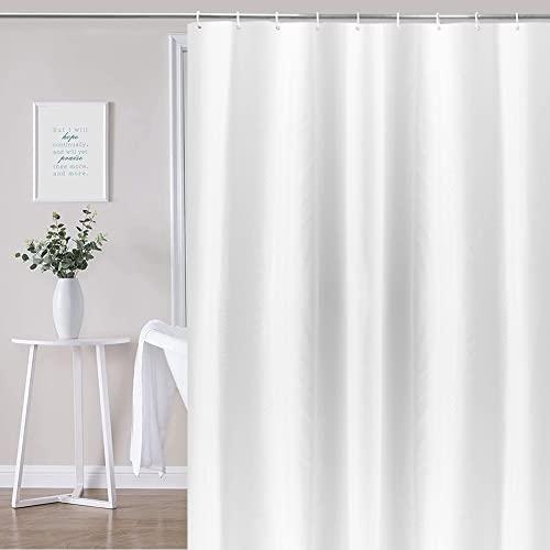 YISURE Duschvorhang antischimmel 200x220 lang für badewanne, überlänge Weiß Textil-Polyester-Gewebe Duschvorhang mit Magnet wasserabweisend, Breite 200 x Höhe 220cm von YISURE