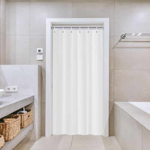 YISURE Duschvorhang Weiß Schmaler 100x180 Anti schimmel, Polyestergewebe duschvorhang extra schmal Badevorhang Wasserabweisend mit Metallösen, Breite 100 x Höhe 180cm von YISURE