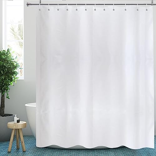 YISURE ÜBERLÄNGE Duschvorhang Weiß Antischimmel Höhe 240cm für Badezimmer, Extra Groß Badvorhang Polyester Textil für Zuhause, Wasserabweisend Duschvorhänge mit Magnet, Breite 200 x Höhe 240cm von YISURE