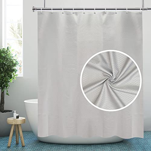 YISURE Waffel Duschvorhang Grau, Badewanne dusch Vorhang Textil Stoff Strapazierfähiges Gewebe überlänge 180x220 wasserabweisend, Breite 180 x Höhe 220cm von YISURE