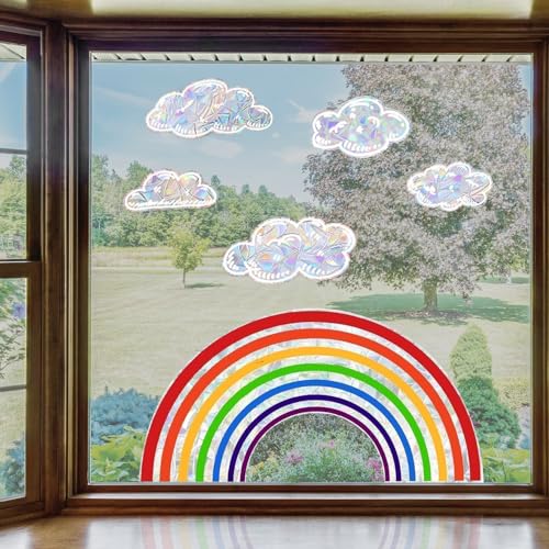 Prisma Fensteraufkleber Regenbogen Fensterbilder Suncatcher Sticker Prismatische Fenstersticker Vogelschutz Folie Fenster Vögel Anti Kollisions Aufkleber für Fensterfolie Glasscheiben von YISZCXIAK