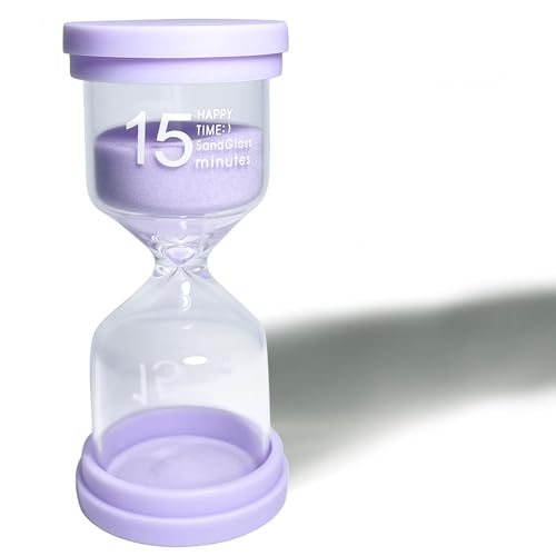 Sanduhr für Kinder Buntes Sanduhren Sand Timer 15 Minuten Zähneputzen Zeitanzeige Zeitmesser Sanduhren Glas Timer Klassenzimmer Spiel Küche Zuhause Büro Dekoration von YISZCXIAK
