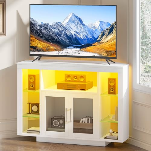 YITAHOME 100CM Eckschrank mit RGB-LED-Beleuchtung, Eckkommode fernsehschrank für bis zu 55 Zoll-TV mit 7 offenen Gaming Entertainment Center Regalen Moderne Einfachheit TV-Standchest YITAHOME 100CM Eckschrank mit RGB-LED-Beleuchtung, Eckkommode fernsehschrank für bis zu 55 Zoll-TV mit 7 offenen Gaming Entertainment Center Regalen Moderne Einfachheit TV-Standchest von YITAHOME