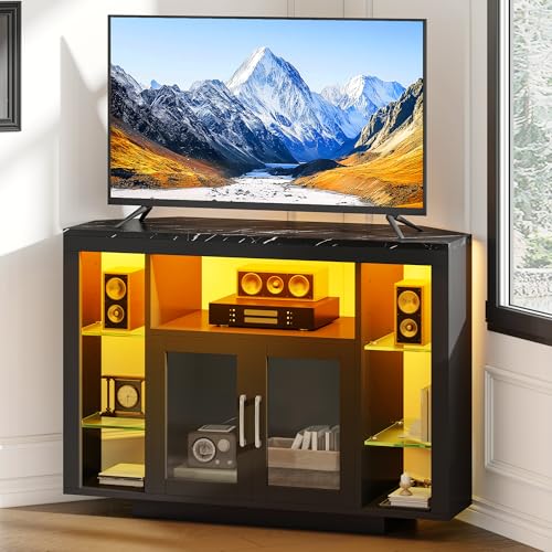 YITAHOME 100CM Eckschrank mit RGB-LED-Beleuchtung, Eckkommode fernsehschrank für bis zu 55 Zoll-TV mit 7 offenen Gaming Entertainment Center Regalen Moderne Einfachheit TV-Standchest YITAHOME 100CM Eckschrank mit RGB-LED-Beleuchtung, Eckkommode fernsehschrank für bis zu 55 Zoll-TV mit 7 offenen Gaming Entertainment Center Regalen Moderne Einfachheit TV-Standchest von YITAHOME