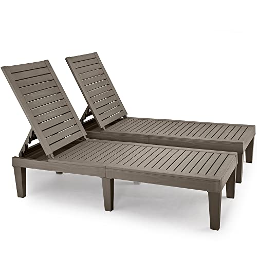 YITAHOME 2-er Sonnenliege mit Verstellbarer Rückenlehne, leicht wasserdicht Gartenliege mit 200kg Belastbarkeit für Patio/Strand/Terrasse/Pool (Taupe) von YITAHOME