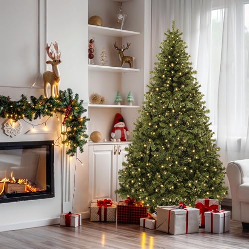 YITAHOME 2.3M Künstlicher Weihnachtsbaum mit 550 LED, Weihnachtsbaum Kiefer mit 1346 Spitzen, Faltbarer Metallrahmen & Ständer, Einfache Montage Pop Up Weihnachtsbaum für Home Party, 228 x 135 cm von YITAHOME