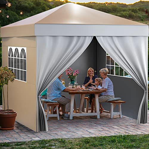 YITAHOME 3X3M Outdoor Pop Up-Pavillon mit Seite Faltpavillon, Wasserdichter Faltbarer Gartenpavillon Für Alle Jahreszeiten Camping Pavillon Anti-uv Mit Kostenlosen Höhenverstellbaren Für Party Märkte von YITAHOME