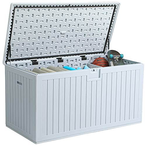 YITAHOME 870 Liter Groß Gartenbox Wasserdicht, Abschließbarem Outdoor Kissenbox, Garten Auflagenbox Wetterfest Aufbewahrungsbox für Gartengeräten Poolzubehör Spielzeug,Weiß,161 x 82 x 83cm von YITAHOME