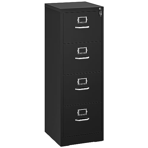 YITAHOME Aktenschrank Abschließbar, Metall Aktenschränke mit 4 Schubladen für A4, Legal, Letter, Anti-Kippen Büroschrank mit Cue-Kartenschlitz für Home-Office, Schwarz, 45.8 x 45 x 133cm von YITAHOME