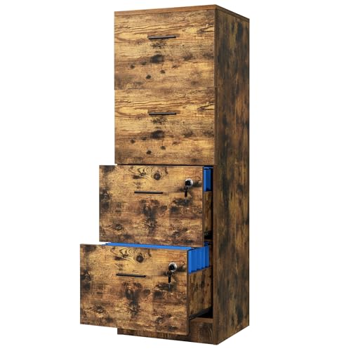 YITAHOME Aktenschrank mit 4 Schubladen, Büroschrank Abschließbar,130,7 cm tiefer Vertikaler Aktenschrank für Aktenordner in A4-Größe, Schubladenschrank für Zuhause und Büro (braun) YITAHOME Aktenschrank mit 4 Schubladen, Büroschrank Abschließbar,130,7 cm tiefer Vertikaler Aktenschrank für Aktenordner in A4-Größe, Schubladenschrank für Zuhause und Büro (braun) von YITAHOME