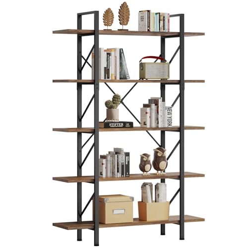 YITAHOME Bücherregal, Standregal mit 5 Ebenen, Artsy Industrie-Design, Modernes Bücherregal für Wohnzimmer, Arbeitszimmer, Balkon, vintagebraun-schwarz, 120 x 30.5 x 180.5 cm YITAHOME Bücherregal, Standregal mit 5 Ebenen, Artsy Industrie-Design, Modernes Bücherregal für Wohnzimmer, Arbeitszimmer, Balkon, vintagebraun-schwarz, 120 x 30.5 x 180.5 cm von YITAHOME