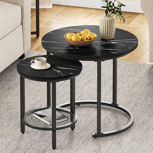 YITAHOME Couchtisch 2er Set Rund, Wohnzimmertisch Modern mit Stauraum, Beistelltisch 2er Set Stapelbar mit Holzplatte und Metallrahmen, Couch Tisch Wohnzimmer Heimbüro YITAHOME Couchtisch 2er Set Rund, Wohnzimmertisch Modern mit Stauraum, Beistelltisch 2er Set Stapelbar mit Holzplatte und Metallrahmen, Couch Tisch Wohnzimmer Heimbüro von YITAHOME