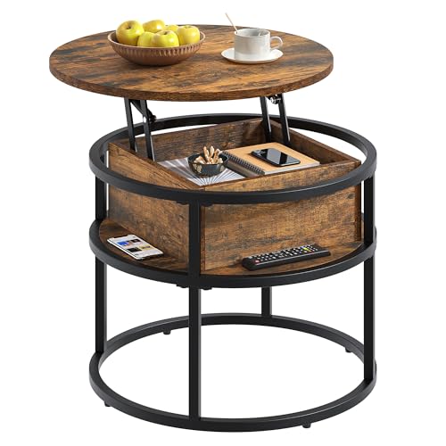 YITAHOME Couchtisch Rund mit Hebeplatte, Wohnzimmertisch mit Stauraum 60x60x47cm, Couchtisch rund mit Stauraum für Home Office, Couchtisch Höhenverstellbar Couch Tisch Wohnzimmer YITAHOME Couchtisch Rund mit Hebeplatte, Wohnzimmertisch mit Stauraum 60x60x47cm, Couchtisch rund mit Stauraum für Home Office, Couchtisch Höhenverstellbar Couch Tisch Wohnzimmer von YITAHOME