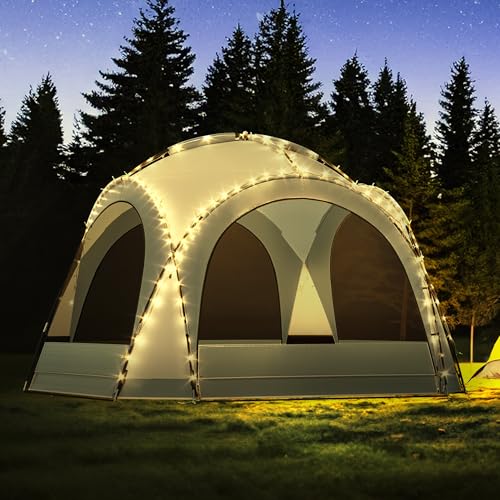 YITAHOME Event Dome Pavillon Partyzelt 3,5x3,5x2,3m Wasserdicht Camping Pavillon Zelte Gartenzelt Festzelt Gartenpavillon mit 4 Insektenschutz-Seitenwände, Grau von YITAHOME