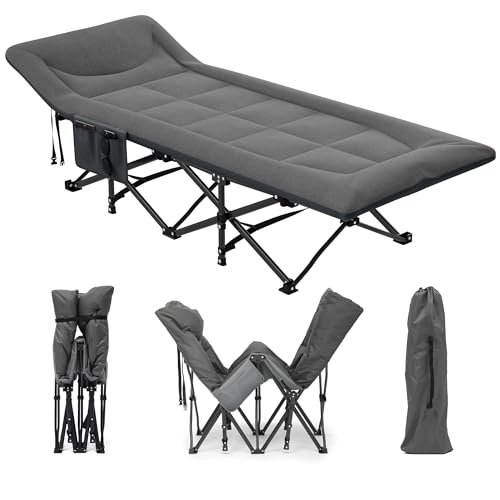 YITAHOME Feldbett Klappbar für Erwachsene, Robustes Campingbett mit Einer Traglast von 260 kg, Starkes Gestell mit Dickeren Rohren, Feldbett mit Tragetasche für Reisen/Büro/Outdoor, Grau von YITAHOME