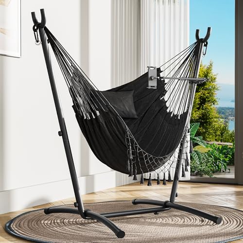 YITAHOME Hängesessel mit Gestell 158x110x140cm, Stabiles Stahlgestell, Hängemattenständer mit Schaukel, Max. Belastung 150kg, Schaukelstuhl mit Verstellbarer Handyhalter für Garten, Dunkelgrau YITAHOME Hängesessel mit Gestell 158x110x140cm, Stabiles Stahlgestell, Hängemattenständer mit Schaukel, Max. Belastung 150kg, Schaukelstuhl mit Verstellbarer Handyhalter für Garten, Dunkelgrau von YITAHOME