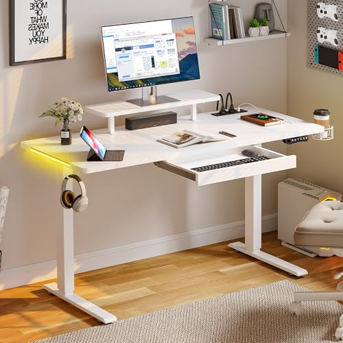 YITAHOME Höhenverstellbarer Schreibtisch 140x60cm Elektrischer Schreibtisch mit USB A Ladeanschluss Elektrisch Standing Desk Computertisch Steh-Sitz-Schreibtisch Ergonomic mit Memory Funktion von YITAHOME