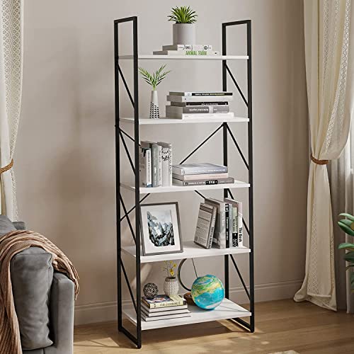 YITAHOME Bücherregal mit 5 Ebenen，Industrielles Standregal Aufbewahrungsregale für Wohnzimmer Bücher Schlafzimmer Büro Küche Zeitschriften,60 x 30 x 158 cm von YITAHOME