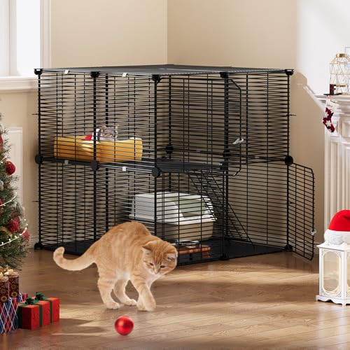 YITAHOME Katzenkäfig für den Innenbereich, 2-stöckig, DIY-Katzenlaufstall, Katzenkäfig mit dichtem Metalldraht, Katzenhaustier-Laufstall für 1–2 Katzen, Frettchen, Chinchilla, kleine Tiere YITAHOME Katzenkäfig für den Innenbereich, 2-stöckig, DIY-Katzenlaufstall, Katzenkäfig mit dichtem Metalldraht, Katzenhaustier-Laufstall für 1–2 Katzen, Frettchen, Chinchilla, kleine Tiere von YITAHOME