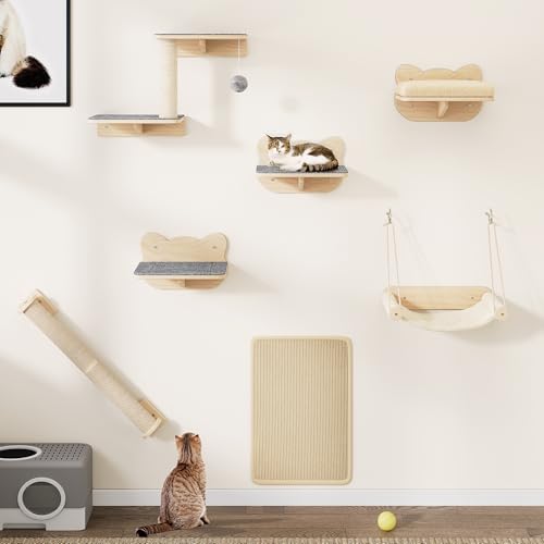 YITAHOME Katzenkletterwand-Set, Stabiler Holz Katzenmöbel, 7-Teilig Katzen Wandelemente mit Katzentreppe, Katzenkratzbäumen, Katzenkratzbrettern für Katzen zum Schlafen, Spielen und Ausruhen YITAHOME Katzenkletterwand-Set, Stabiler Holz Katzenmöbel, 7-Teilig Katzen Wandelemente mit Katzentreppe, Katzenkratzbäumen, Katzenkratzbrettern für Katzen zum Schlafen, Spielen und Ausruhen von YITAHOME