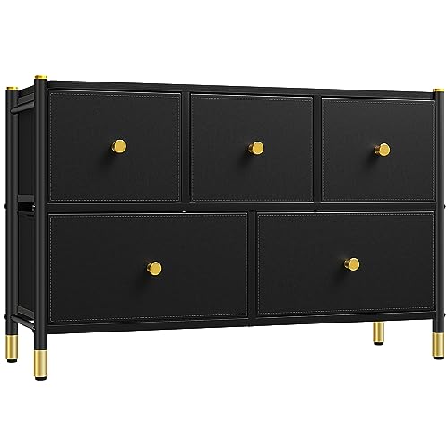 YITAHOME Kommode,komodenschrank für Schlafzimmer, 5 Schubladen aus Stoff mit Griffen,Kommode Schwarz mit Schubladen YITAHOME Kommode,komodenschrank für Schlafzimmer, 5 Schubladen aus Stoff mit Griffen,Kommode Schwarz mit Schubladen von YITAHOME