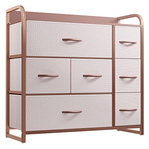 YITAHOME Kommode, Schrank, Aufbewahrungsschrank, 7 Schubladen aus Stoff mit Griffen, Aufbewahrungskommode, Rosa YITAHOME Kommode, Schrank, Aufbewahrungsschrank, 7 Schubladen aus Stoff mit Griffen, Aufbewahrungskommode, Rosa von YITAHOME