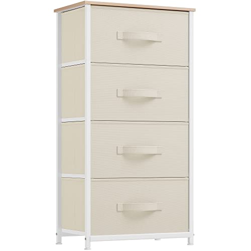 YITAHOME Kommode, 4 Stoffschubladen mit Griffen, Aufbewahrungsschrank, stoffkommode für Schlafzimmer, für Wohnzimmer, Flur, Büro, cremeweiß YITAHOME Kommode, 4 Stoffschubladen mit Griffen, Aufbewahrungsschrank, stoffkommode für Schlafzimmer, für Wohnzimmer, Flur, Büro, cremeweiß von YITAHOME