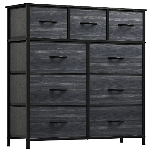 YITAHOME Kommode, 9 Stoffschubladen mit Griffen, Aufbewahrungsschrank, Schubladenschrank, Schrank, Metallgestell, stoffkommode für Schlafzimmer, für Wohnzimmer, Flur, Büro, Schwarze Holzmaserung YITAHOME Kommode, 9 Stoffschubladen mit Griffen, Aufbewahrungsschrank, Schubladenschrank, Schrank, Metallgestell, stoffkommode für Schlafzimmer, für Wohnzimmer, Flur, Büro, Schwarze Holzmaserung von YITAHOME