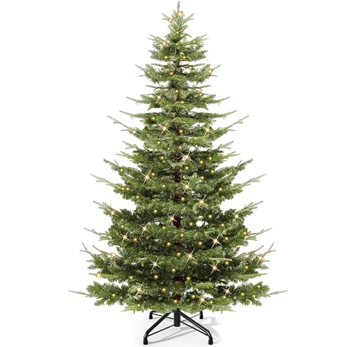 YITAHOME Künstlicher Weihnachtsbaum mit Beleuchtung Aspen Fir, 6,5ft (ca. 2m) Christbaum mit Kristall-Dekoration, Elegante Weihnachtsdekoration mit 900 PE- und PVC-Mischzweigen, 500 Lichter, grün von YITAHOME
