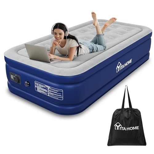 YITAHOME Luftmatratze Selbstaufblasend, Luftbett mit Integrierter Elektrischer Luftpumpe,Aufblasbare Matratze Bett mit Aufbewahrungstasche für Camping Gästebett von YITAHOME