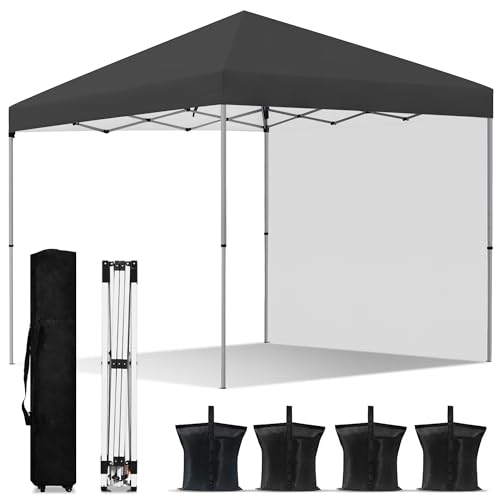YITAHOME Pavillon 3x3 Faltpavillon Wasserdicht Stabil Pop Up Pavillons Faltbar Gartenzelt mit 1 Seitenwänden Partyzelt UV-Schutz 50+ Pavillon Höhenverstellbar für Outdoor Markt Garten Hof (Grau) von YITAHOME