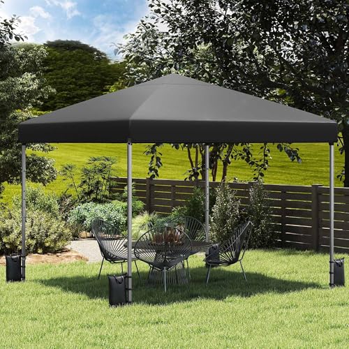 YITAHOME Pavillon 3x3M + 4er Set Sandsäcke, Pop Up Faltpavillon stabil & höhenverstellbar UV Schutz 50+,Gartenzelt Partyzelt für Terrasse Strand Camping Markt Festival Lichtschwarz von YITAHOME
