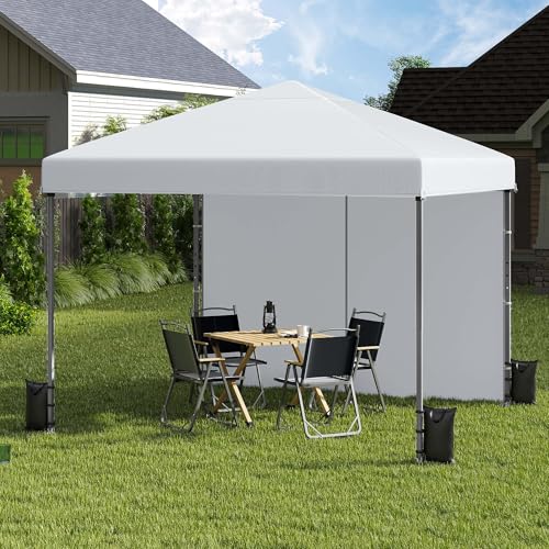 YITAHOME Pavillon 3x3M + 4er Set Sandsäcke, Pop Up Faltpavillon stabil & höhenverstellbar UV Schutz 50+,Gartenzelt Partyzelt für Terrasse Strand Camping Markt Festival Lichtweiß von YITAHOME