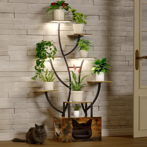 YITAHOME Pflanzenständer für den Innenbereich 6-stufiges Pflanzenregal mit Wachstumslicht 160 cm Blumenständer Metall Hoch mit Katzenbett für Zimmerpflanzen Mehrfach Gebogener Blumenhalter aus YITAHOME Pflanzenständer für den Innenbereich 6-stufiges Pflanzenregal mit Wachstumslicht 160 cm Blumenständer Metall Hoch mit Katzenbett für Zimmerpflanzen Mehrfach Gebogener Blumenhalter aus von YITAHOME