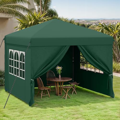 YITAHOME Pop up Pavillon 3x3m mit 4 Seitenteilen,Faltbar Gartenzelt Partyzelt,Camping Pavillon Anti-UV50 Höhenverstellbaren für Outdoor Hochzeit Garten Camping Party,Grün von YITAHOME