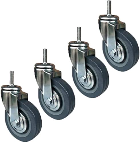 Rollen 4 Lenkrollen 75/100 mm Schwerlast-Lenkrolle mit Gewindewagen M10/M12 Möbelrolle mit Bremse 270 kg Tragfähigkeit mit Bremsen ||100 mm-M12 (ohne Bremsen 100 von YITAOO