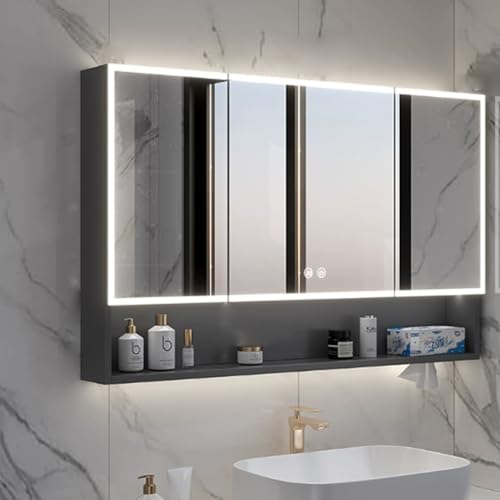 Badezimmer spiegelschrank mit LED beleuchtung und Spiegel,spiegelschränke füirs bad schwarz/weiB,Antibeschlag,badezimmerschrank hängend Schminkspiegel Spiegelschränke,Papierhandtuchschlitz ( Color : B von YITAYMLI