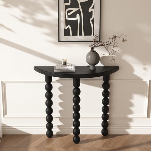 YITAYMLI Halbmond-Eingangstisch aus Massivholz, Retro-Stil Eingangstisch, Sofatisch mit verdickten kugelförmigen Tischbeinen, für Flur/Eingang/Wohnzimmer/Schlafzimmer(120cm/47.2in) von YITAYMLI